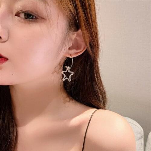 2021 New Arrivals Trend Five-Pointed Star Shiny Hoop High Quality Beautiful Earrings Ear Jewelry For Women Party Gifts