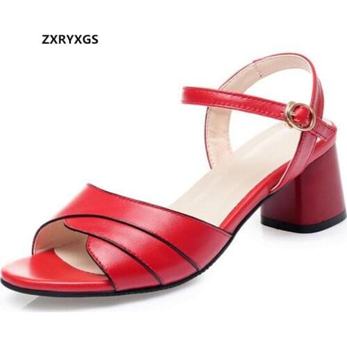 2021 New Fish Mouth Summer Genuine Leather Sandals Elegance Fashionable Sandals Non-slip Soft Sole High Heel Shoes Woman Sandals