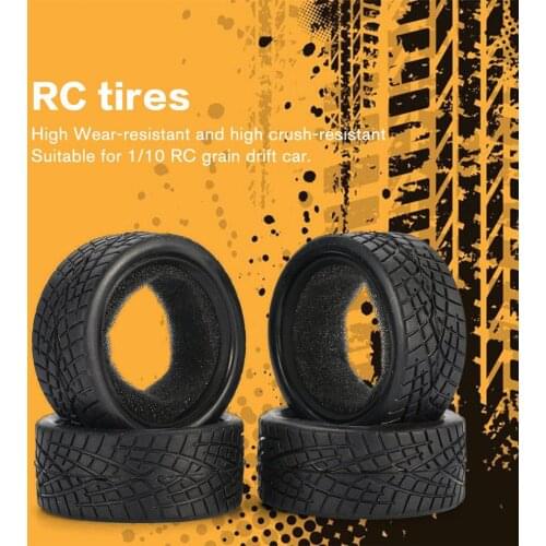 4pcs 1/10 Medium Grain Drift RC On-road Car Tyre Rubber Tire Tyre For Traxxas HPI Kyosho Racing HSP Wheels