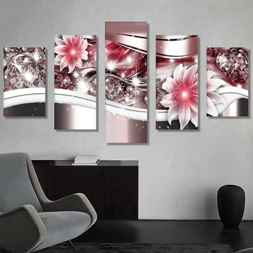 5 panel cross stitch 5d Diy diamond painting Diamond Orchid flower mosaic embroidery square round full diamond Handmade A725