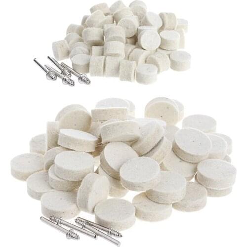 50Pcs 25mm Wool Felt Polishing Buffing Wheel Grinding Pad + 4Pcs 3.15 mm Shanks