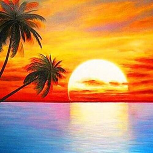 5D DIY Diamond Painting Square/Round Diamond Landscape Painting Sea Sunrise Picture Cross Stitch Embroidery Decoration Art TX166