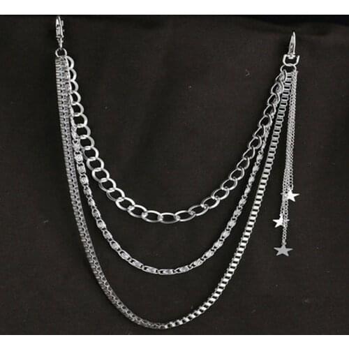 Punk Hip Hop Metal Pants Chain Personality Star Pendant Men Women Trousers Chain Jeans Keychains Unisex Fashion Jewelry