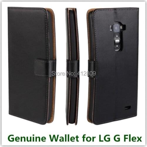 1PCS Fashion Genuine Leather Book Style Folio Slot Stand Pouch Cover for LG G Flex D958 with ID Card Holder Wallet Case Free