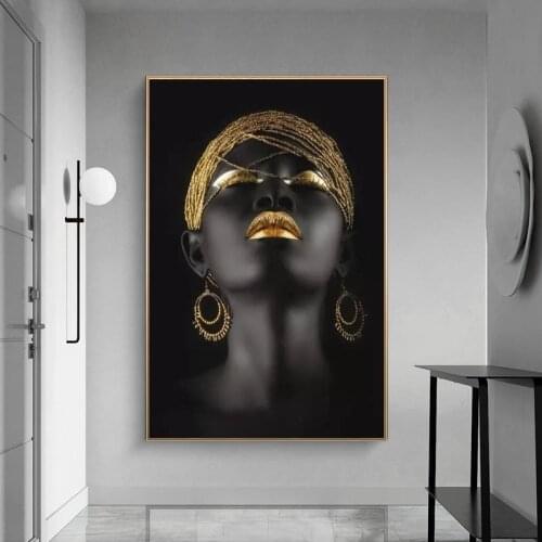 African black art hands holding jewelry canvas painting on the wall modern black poster home living room decoration