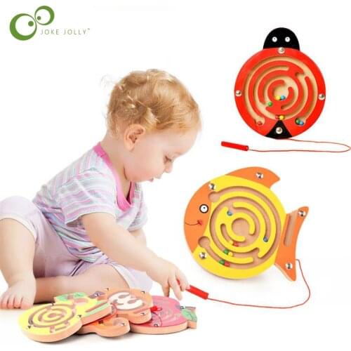 1Pcs Wooden Childrens Toys Animal Magnetic Ball Maze Pen Pen Beads Puzzle Science And Education Intelligence Toys LXX