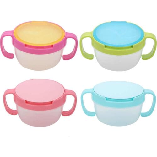 BPA Free Baby Kids Plastic Snack Catcher Double Handle Snack Cup Jar Bowl Spill-Proof Biscuits Container Box Snacks Storage Box