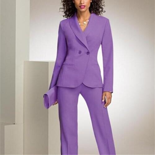 Double Breasted Shawl Lapel Stylish Office Lady Womens Suit For Work Slim Fit Casual Plus Size Jacket Blazer Wide Leg Pants