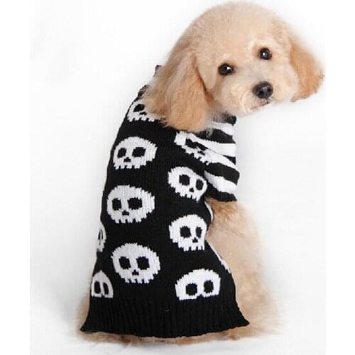 Halloween Skull pet dog sweater for autumn winter wholesale knitting crochet Jumper Coats Dog clothes chihuahua Teddy XS-XL