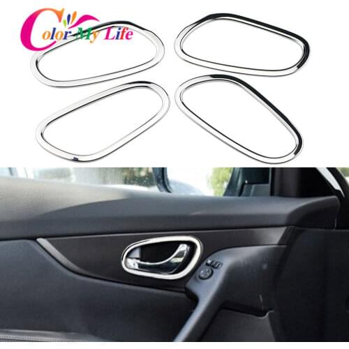 Color My Life Chrome Interior Car Door Handle Bowl Circle Cover Frame Trim for Nissan X-trail Xtrail T32 2014-2020 Accessories