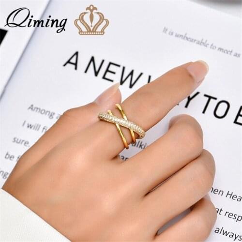 2021 Twist Geometric Korean Rings For Women Ladies Cubic Zirconia Simple Style Vintage Jewelry Open Finger Ring Anillos