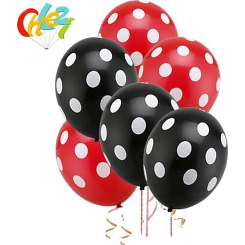 20pcs Ladybug Black Red Polka dot latex balloon Birthday presents wedding Festival party Decorations supplies globos Baby shower