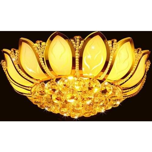 Lotus crystal LED ceiling lamp round living room bedroom lamp lighting led lighting fixture led home ceiling lights bedroom lamp