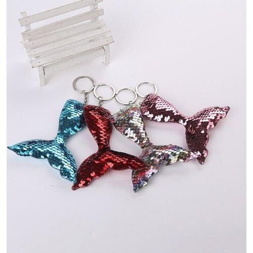 Fashion Keychain Bag Accessories Shine Mermaid Tail Handbag Sequins Pendant Gift Jewelry Women Girl Key Chain F20173985