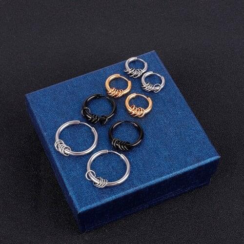 1PC Fashion Earrings Mens Round Titanium Steel Earrings Mens Jewelry Accessories Hipster Rock Style Punk Circle Earrings Men