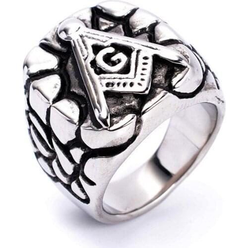 Freemason Mens Silver color Ring Free Mason 316L Stainless Steel Masonic Ring New US SIZE 7-15