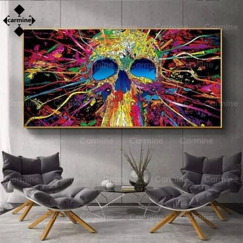 Skull Graffiti Wall Art Canvas Painting Colorful Abstract Street Art Poster and Print Modern Decorative Wall Picture for Bedroom