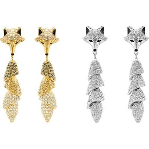 2021 New earrings Europe Crystal from Swarovskis Creative inlaid zircon gold fox tassel earrings Fit Women and female