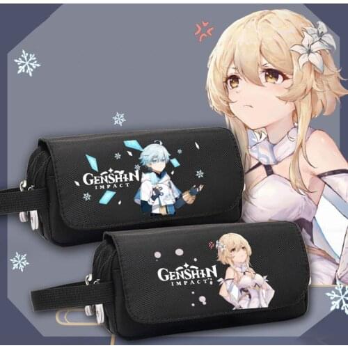 Genshin Impact Pencil Cases Anime Pencil Pouch Anime Pencil Bags Stationery Kawaii Student Study School Supplies Office Lumine