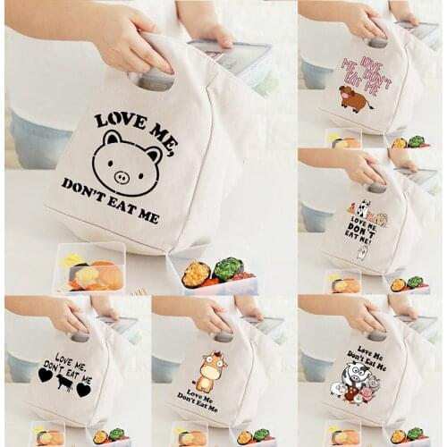 Love me don't eat me funny print Portable Lunch Bag Thermal Insulated Cooler Box Totes Bento Pouch Container Food Storage Bags