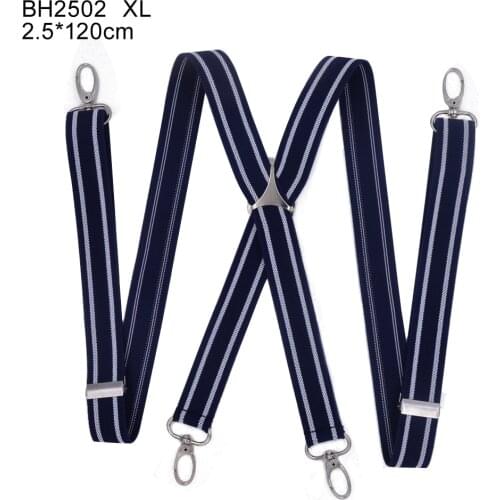 120cm larger hook black colored cross mens suspenders for men 2.5cm tall womens pants with adjustable suspender gray