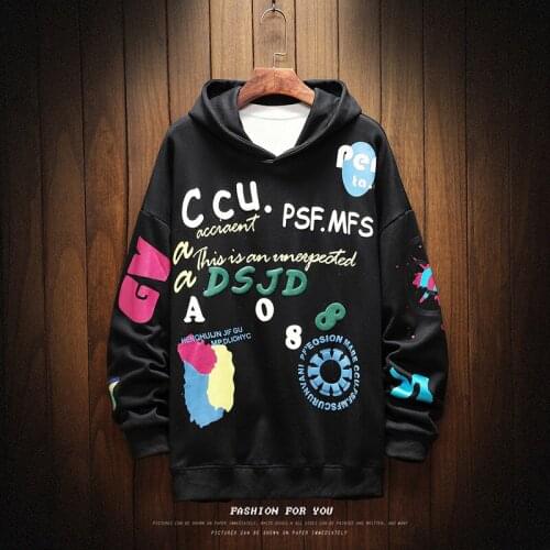 Spring and autumn men and women long-sleeved hooded pullover printed sweatershirt youth fashion casual loose jacket sweatshirt