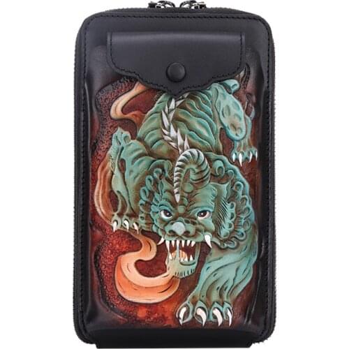 Hand-made Casual Women Men Mini Multi-function Handbags Cow Leather Bag Waist Bags Cigarette Smoke Cell Phone Pocket