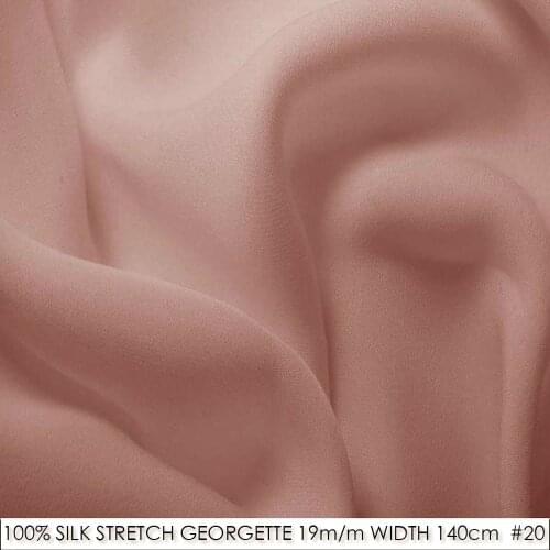 SILK STRETCH DOUBLE GEORGETTE 19mm Width55"-140cm Pure Silk Fabric for sewing Wedding Dress/Decoration in Classic Pale Pink 20