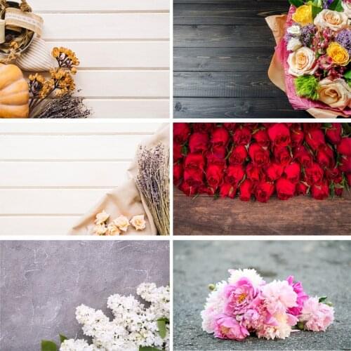 Vinyl Custom Photography Backdrops Prop scenery+ Flower and Wooden Planks Photography Background 200207FK-0007