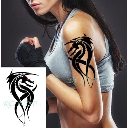 Waterproof Temporary Tattoo Sticker Dragon Totem Red Eye Animal Fake Tattoo Flash Arm Leg Tattoo Body Art for Boy Women Men
