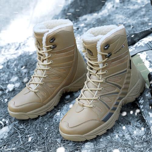 Military Boots Combat Boots Men And Women Leather Plus Velvet Winter Snow Boots Outdoor Military Boots Special Military Shoes