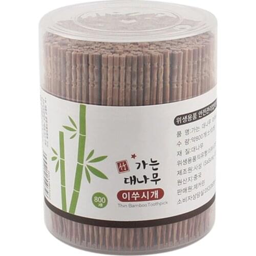 Toothpick with Dispenser, 800 Pcs Disposable Carbonized Single Head Toothpicks, Teeth Cleaning Tools, Fruit Cake Salad Skewers