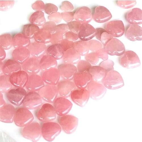 New 1pc Pink Healing Gemstone 3 Size Fashion Palm Heart DIY Natural Rose Quartz Earrings Necklace Accessories Crafts