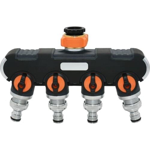 Female 1/2" 3/4" Garden 4 way tap water splitter Garden tap Irrigation valve Pipe for Quick connector adapter 1pcs