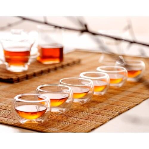 10pcs/lot Elegant Clear Glass Drinking Cup Heat Resistant Double Wall Layer Glass Tea Cup Water Cup For flower Tea EJN 1031