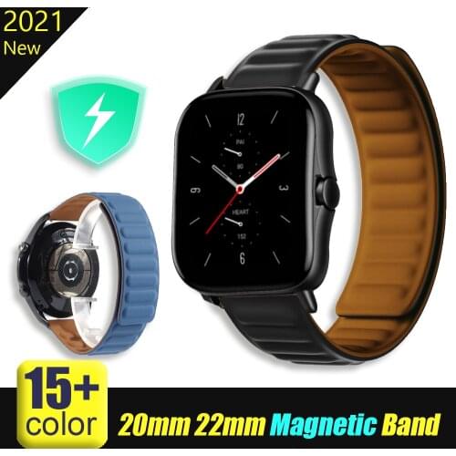 20mm/22mm Magnetic band For Amazfit GTS/2/2e/GTS2 Mini/GTR 42/47mm/GTR2/2e/stratos 2/3 Silicone Watch Bracelet Amazfit bip strap