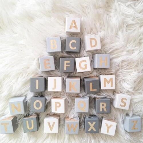 26pcs Wooden Alphabet Blocks Letter Cubes Color Shape Cognition Early Learning Educational Toys for Children Toddler Kids