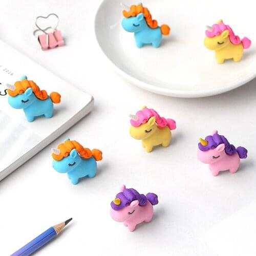 3Pcs/lot Kawaii Fat Unicorn Eraser Modified Eraser Cute Cartoon Creative Detachable Pencil Office Childrens Toys Gifts