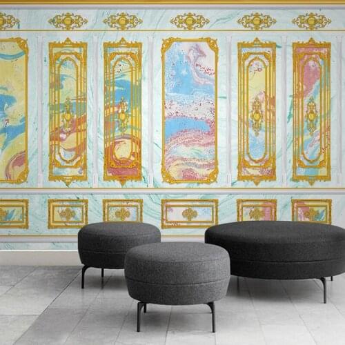 Custom 3D Wall Murals Golden Abstract Ink Oil Painting European Style Bedroom Living Room Sofa TV Background Photo Wallpaper Art