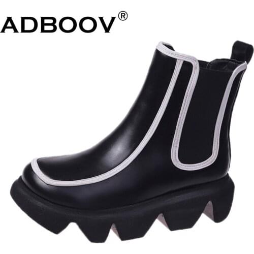 ADBOOV New Fashion Women Ankle Shoes Ladies Boots Paltform Motorcycle Boots Martins Boots