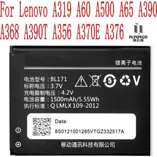 High Quality 1500mAh BL171 Battery For Lenovo A319 A60 A500 A65 A390 A368 A390T A356 A370E A376 Cell Phone