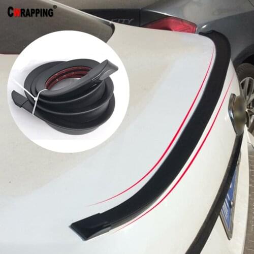 Car-Styling Universal Black Car Rear Roof Trunk Spoiler Rear Wing Lip Trim Strip Auto Tail Wing Protector DIY Refit Sticker Kit