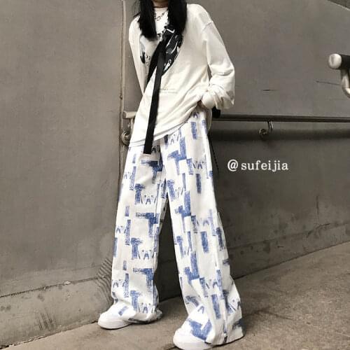 White Funny Summer Pants Korean Harajuku Solid Print Pants Japan Pink Autumn Trousers Fashion Straight Hip Hop Loose Pants Women