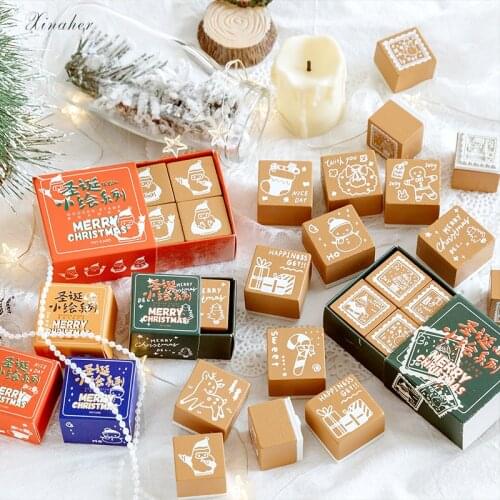 Vintage Christmas snowman Santa Claus decoration stamp wooden rubber stamps for scrapbooking stationery DIY craft standard stamp