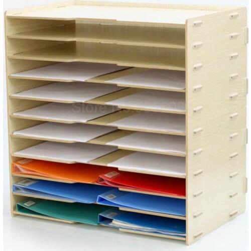 Wooden A3 multi-layer file holder Office A4 paper information frame printer storage folder data frame rack