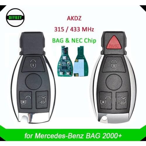 DIYKEY Cheap AKDZ Smart Remote Key Fob 3 Button / 4 Button 315MHz / 433MHz for Mercedes-Benz BAG Chip 2000