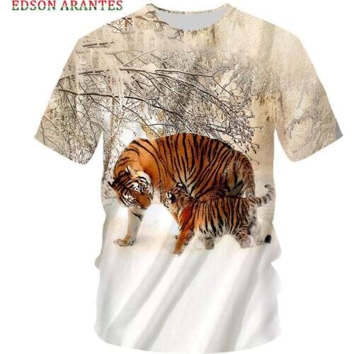Brand Male Tiger T-shirt 3d Print Men Animal Snow forest Tshirt Hip Hop Cool Men Women Summer Clothing Tops Tees Plus Size S-7XL