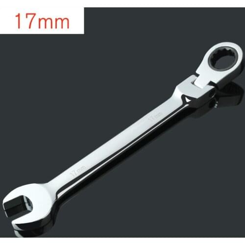 HOEN 17mm Ratchet Handle Wrench Geared Spanner Set Open End Torque Ring Flexible Gear Ratchet Wrench Keys Set Chrome Vanadium