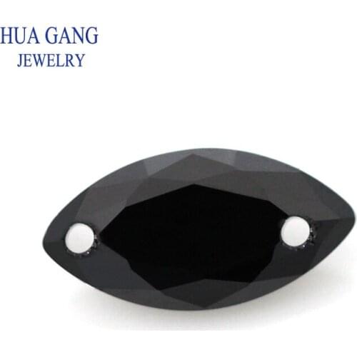 Loose CZ Stone Double Holes AAAAA Marquise Shape Black Cubic Zirconia Stone For Jewerly Making Size 4X8-10x20mm High Quality