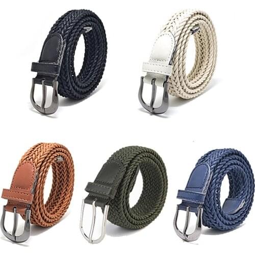Metal Buckle Rope Waistband Classic Braided Belt Casual Dress Jeans Woven Waist Belt Female Men Unisex Faux Leather Girdle